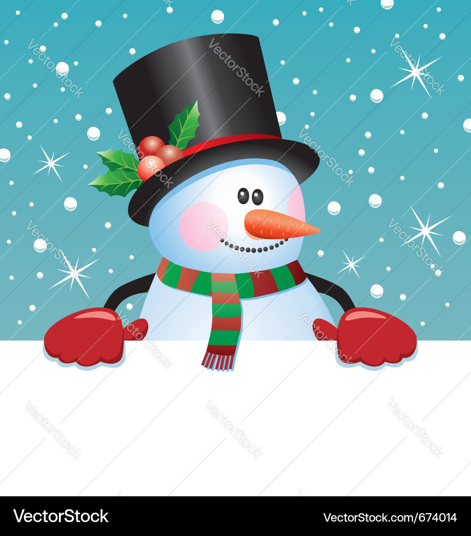 Niedlicher Schneemann mit Papier Vektorbild