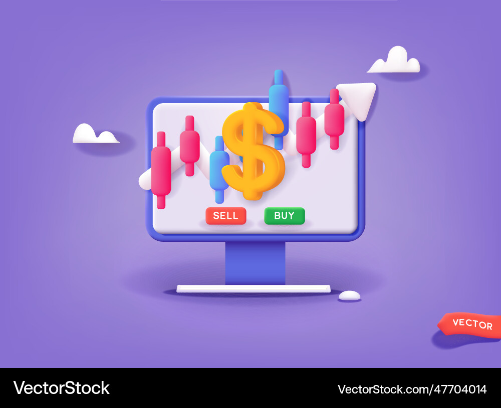 Online trading with computer technical analysis Online trading with computer technical analysis vector image
