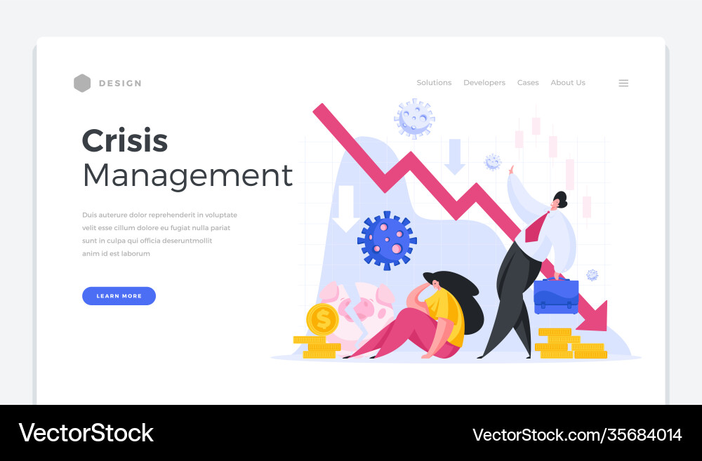Pandemic crisis management home page template Pandemic crisis management home page template vector image