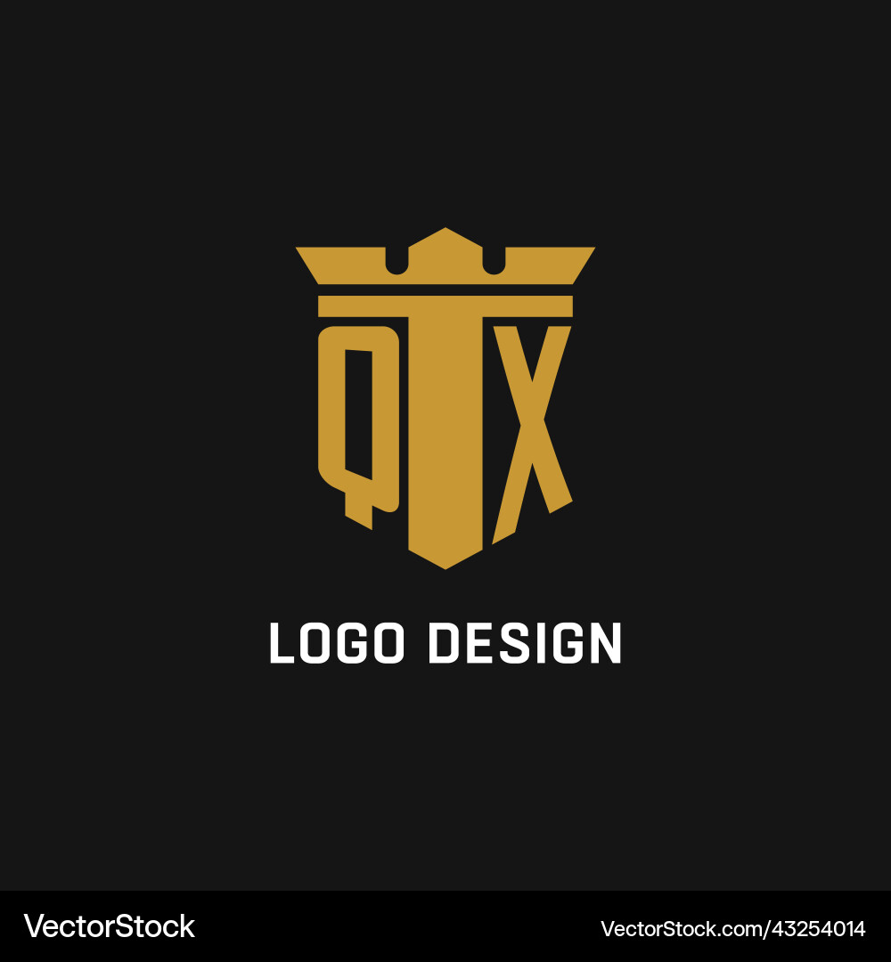Qx initial logo with shield and crown style Qx initial logo with shield and crown style vector image