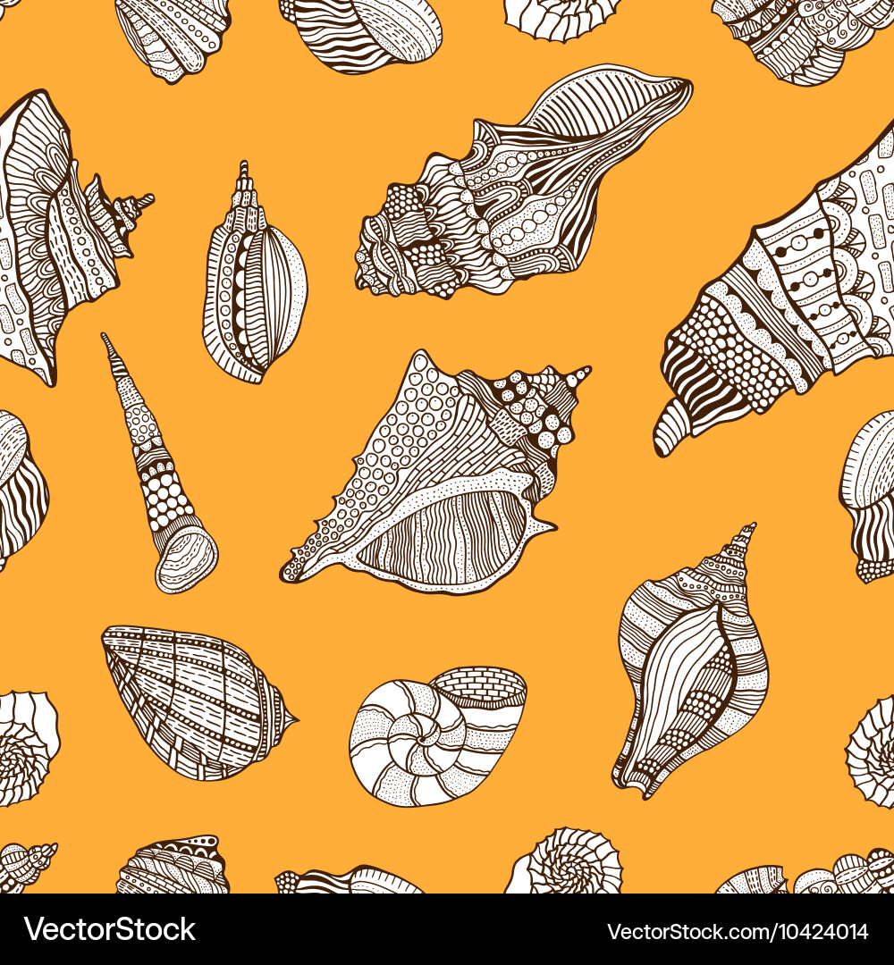 Sea shell pattern background vector image