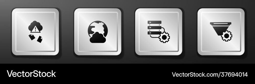 Set cloud hacking social network server and gear Set cloud hacking social network server and gear vector image