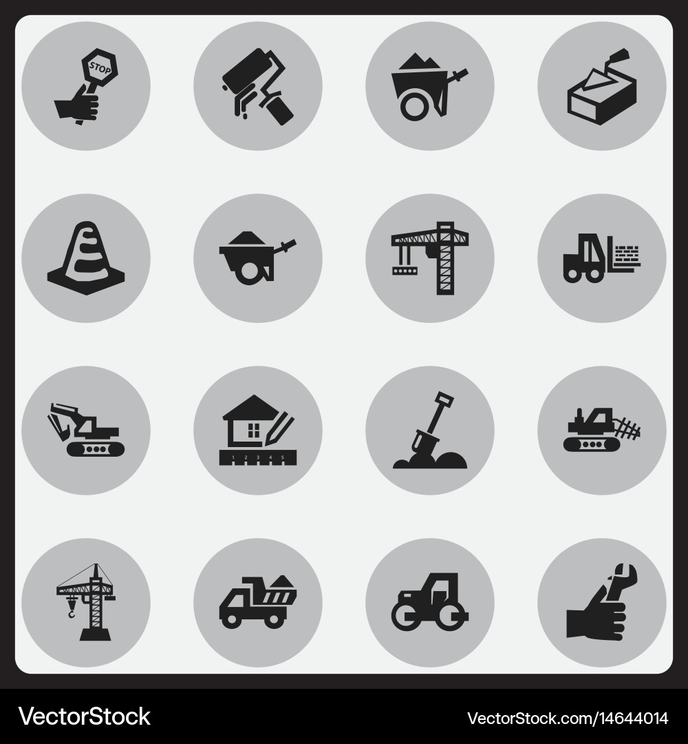 Set of 16 editable building icons includes vector image