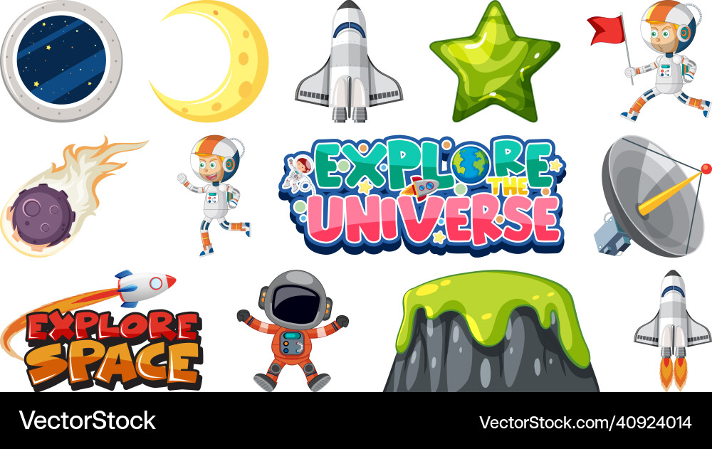 Set of isolated fantasy space objects Set of isolated fantasy space objects vector image
