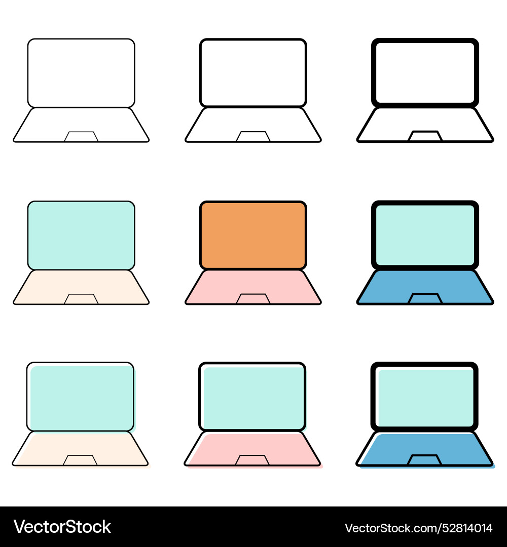 Set of laptop flat web icon notebook computer Set of laptop flat web icon notebook computer vector image
