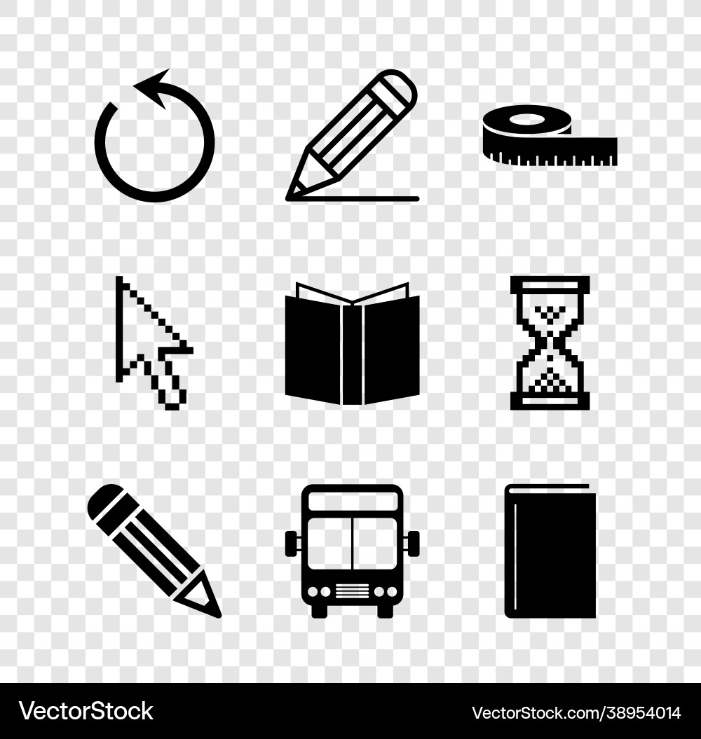 Set refresh pencil and line tape measure bus Set refresh pencil and line tape measure bus vector image