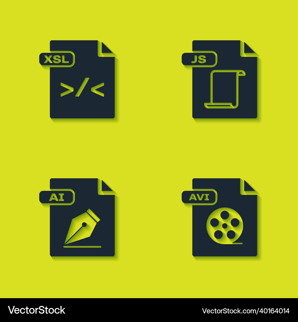 Set xsl file document avi ai and js icon vector image