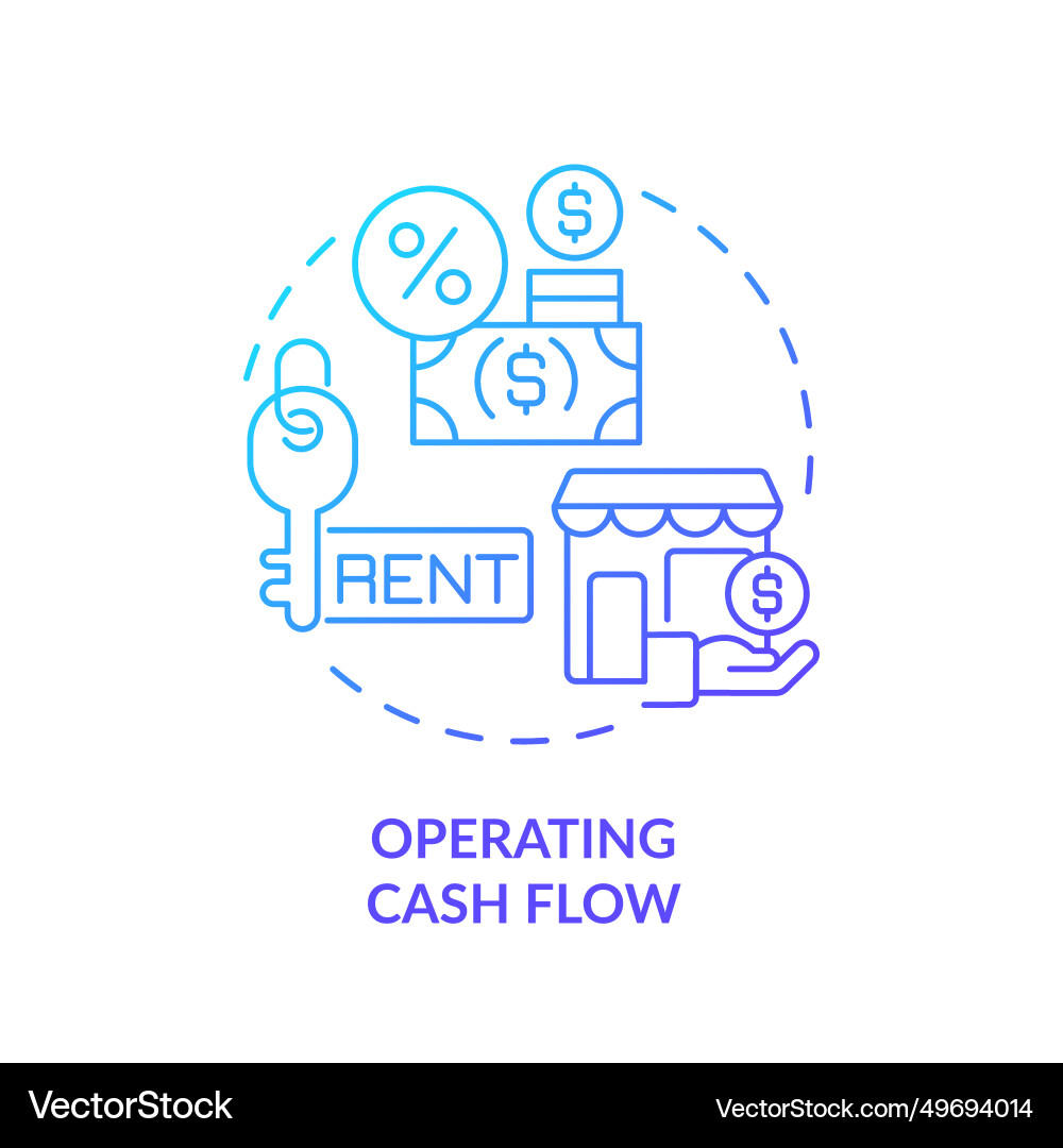 Thin line simple gradient operating cash flow Thin line simple gradient operating cash flow vector image