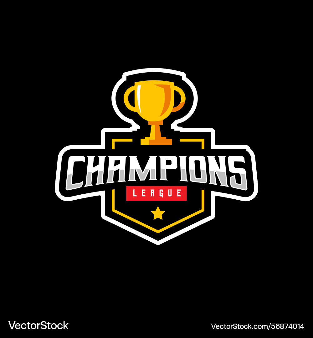 Trophy champion league sport logo Trophy champion league sport logo vector image