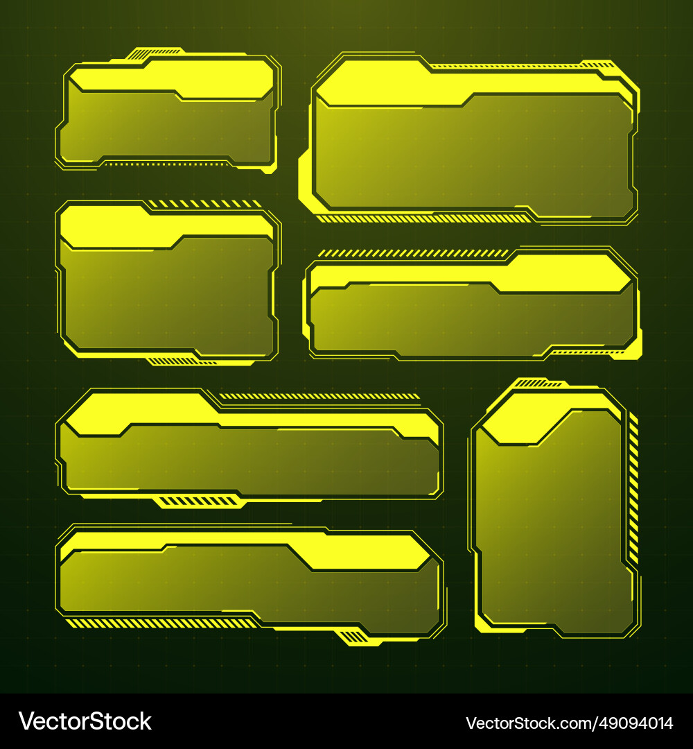 Yellow futuristic hud ui elements sci-fi user Yellow futuristic hud ui elements sci-fi user vector image