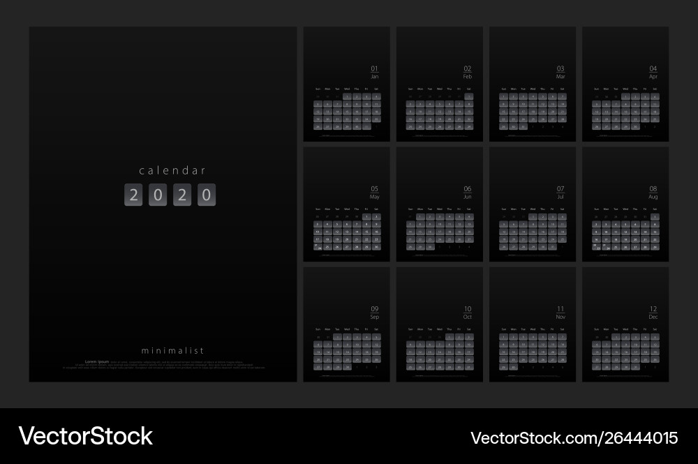 2020 Minimalist Calendar Planner vector image
