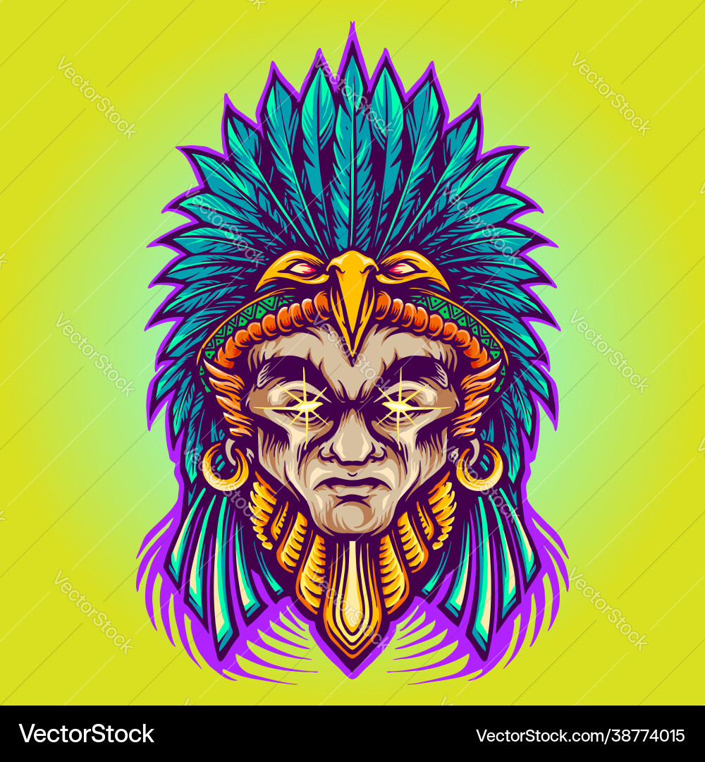 Aztec indian american warrior vector image