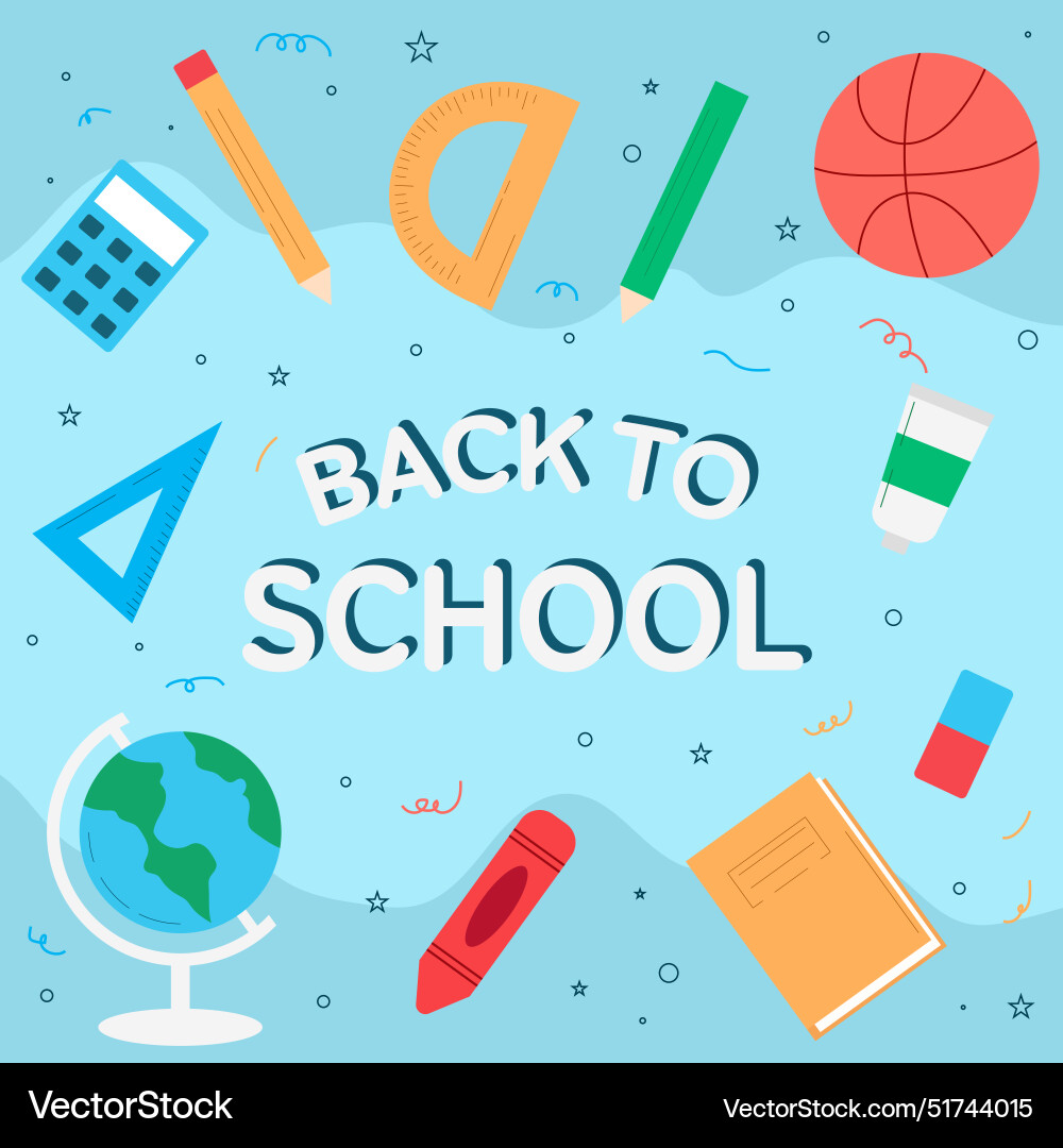Back to school in flat style design with objects Vector Image