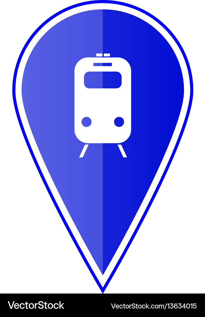 Blue map pointer with subway or railway station Blue map pointer with subway or railway station vector image