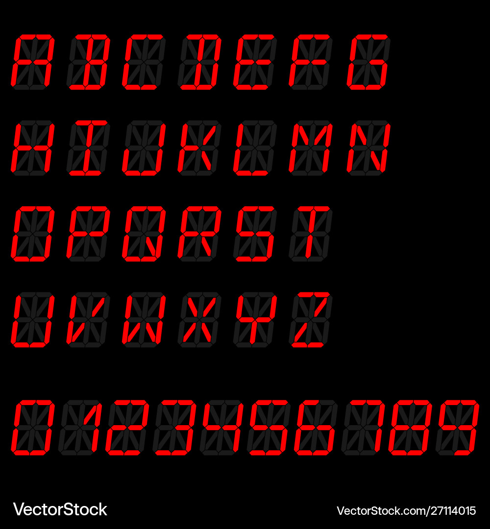 Digital font sign retro alphabet vector image