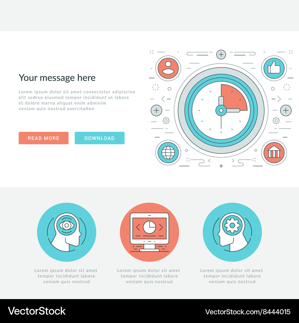 Flat line business concept web site header Vector Image
