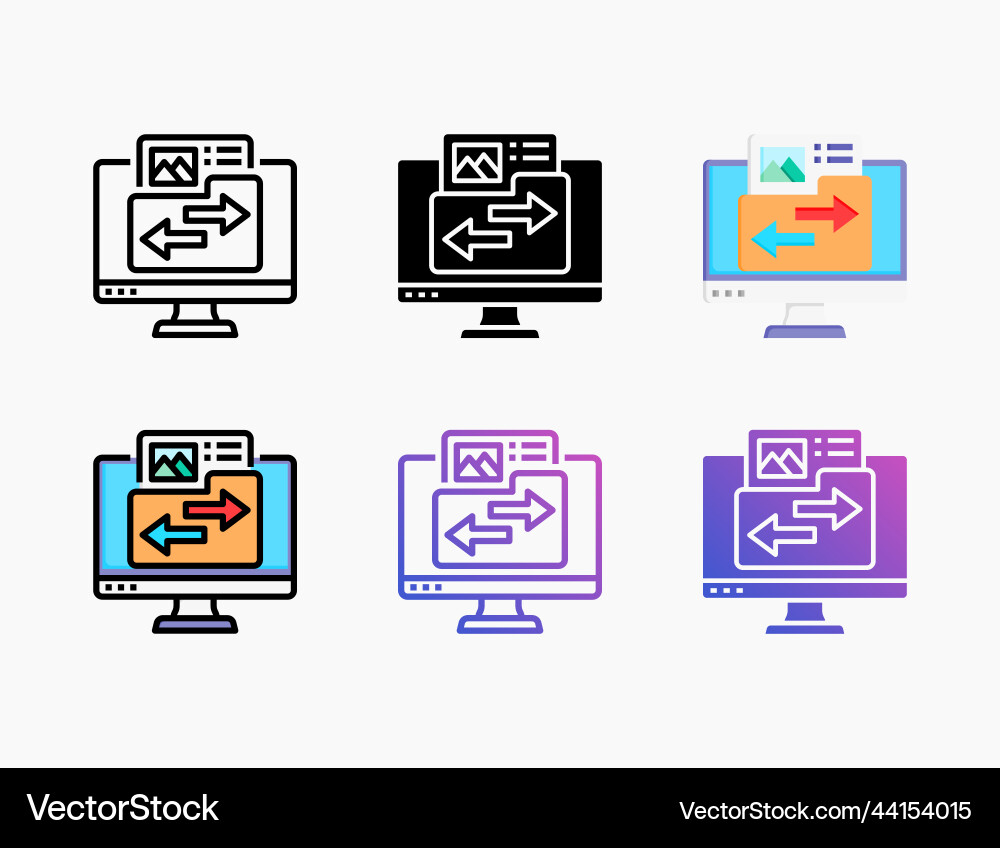 Folder icon set with different styles Folder icon set with different styles vector image
