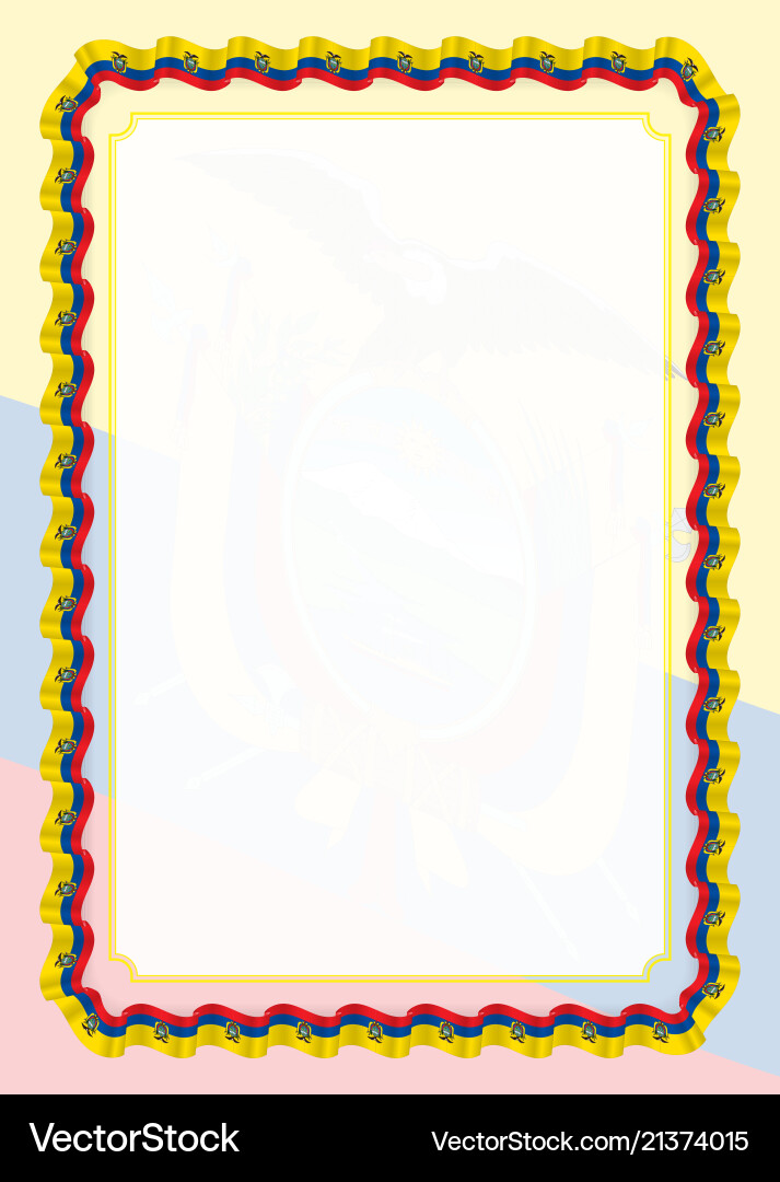 Frame and border of ribbon with ecuador flag Vector Image