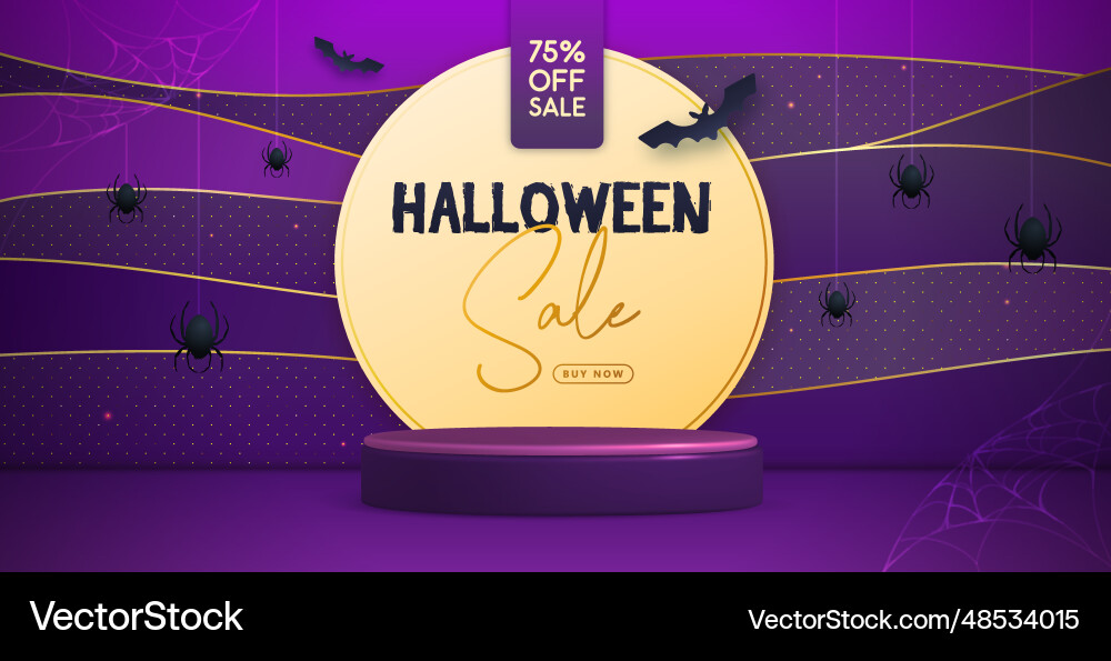Halloween Urlaubsverkauf Banner mit 3d Podium Halloween Urlaubsverkauf Banner mit 3d Podium vektorbild