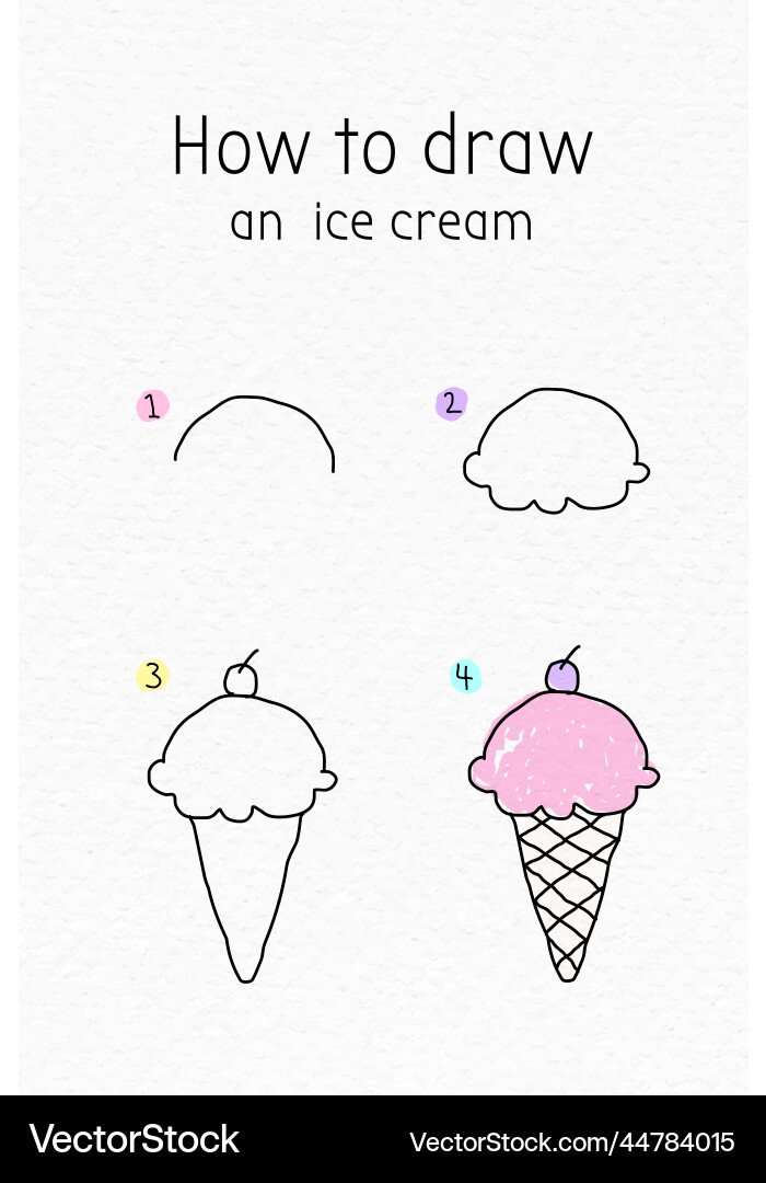How to draw an ice cream doodle tutorial How to draw an ice cream doodle tutorial vector image
