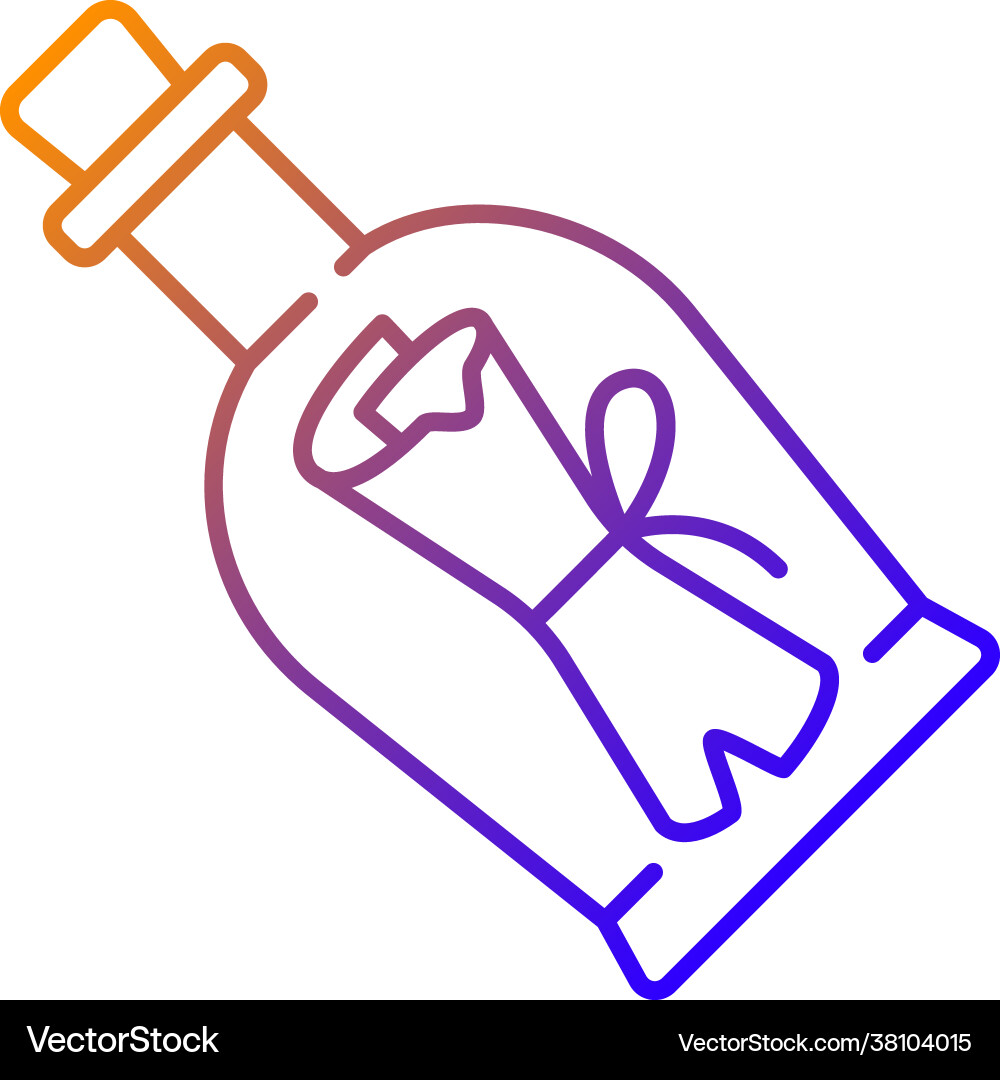 Message in bottle gradient linear icon Message in bottle gradient linear icon Vector Image