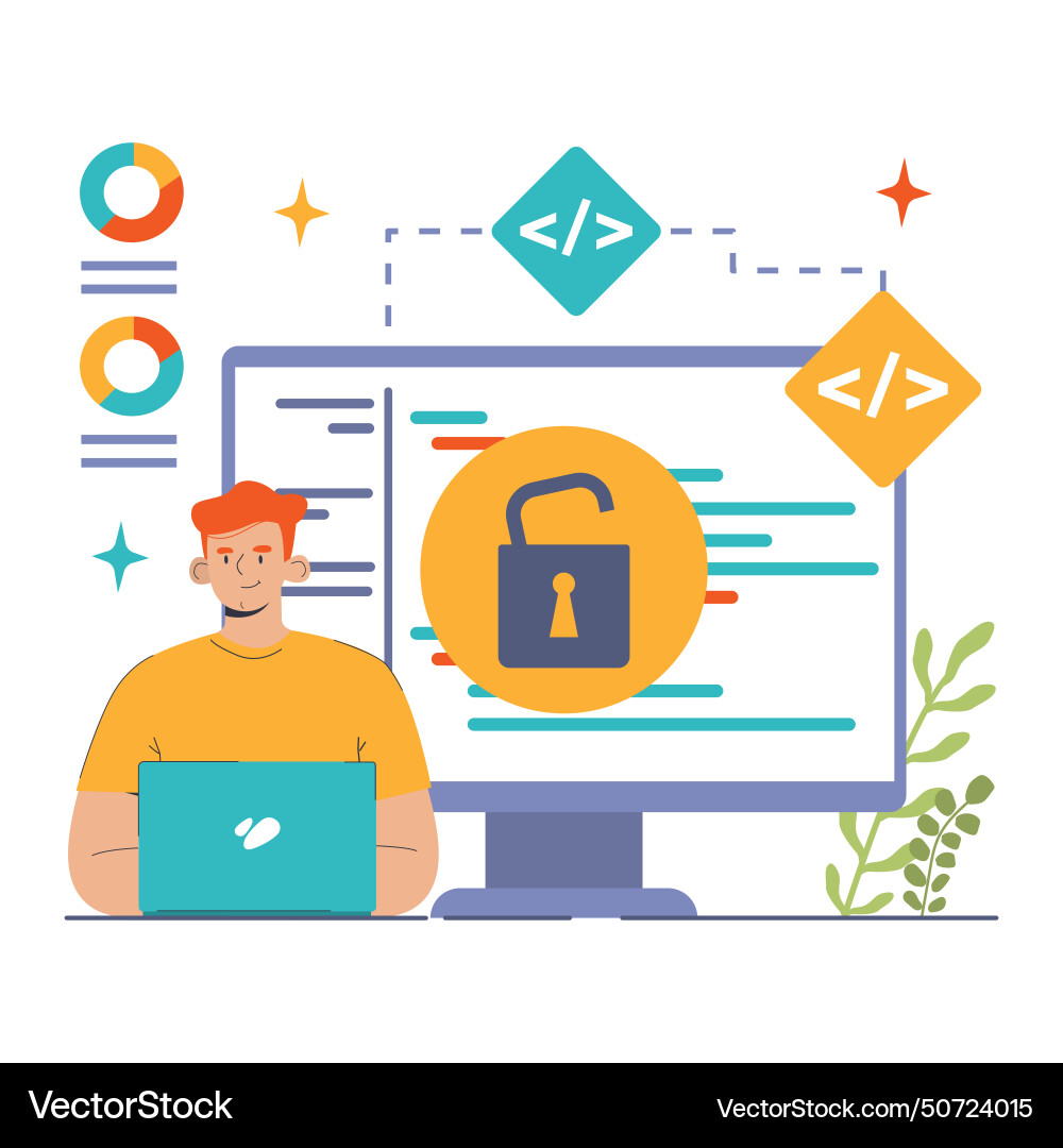 Open source software with code available for use Open source software with code available for use vector image