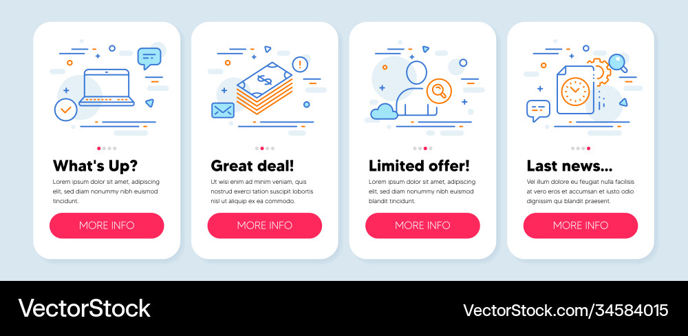 Set business icons such as notebook find user Set business icons such as notebook find user vector image