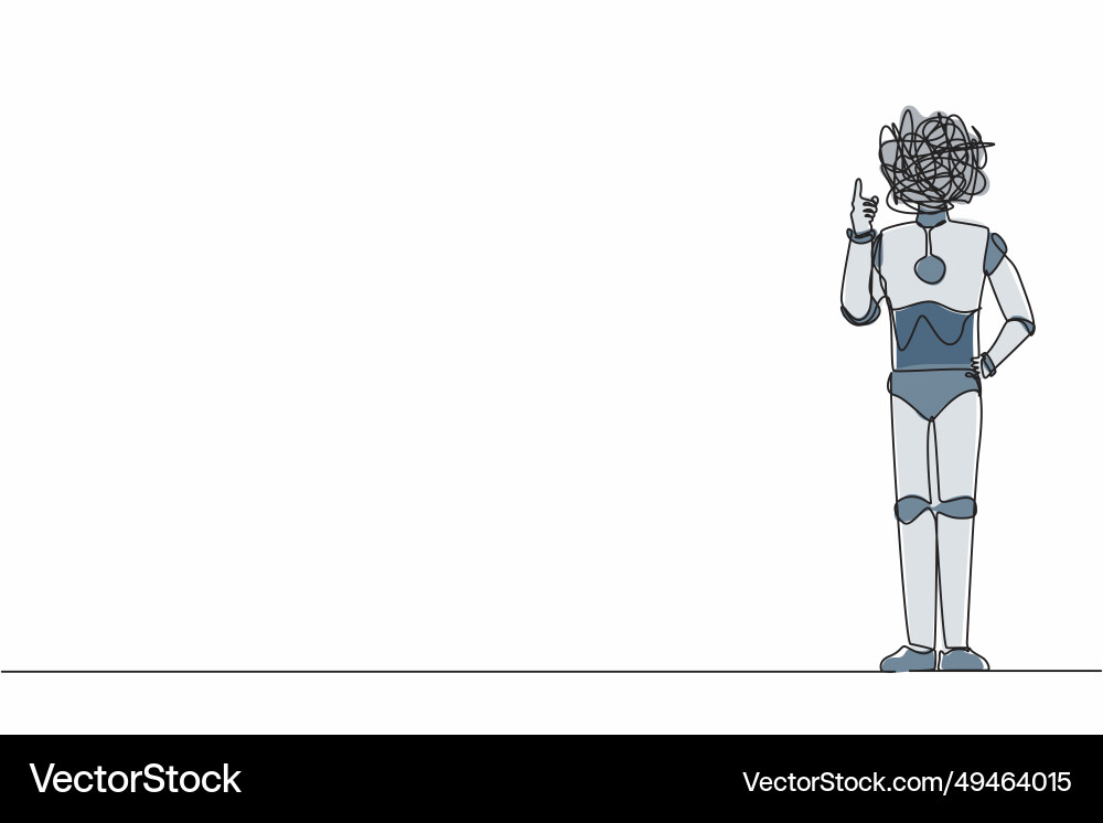 Single continuous line drawing robot with round Single continuous line drawing robot with round vector image