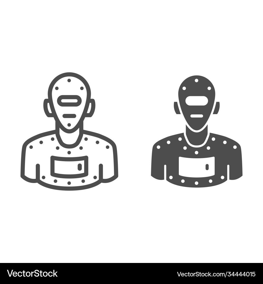 Steel robot line and solid icon robotization Vector Image