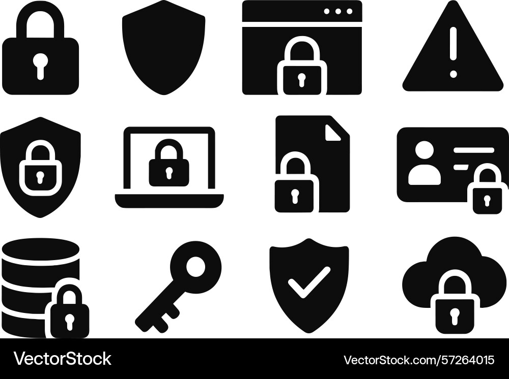 Symbols representing cybersecurity and data Symbols representing cybersecurity and data vector image