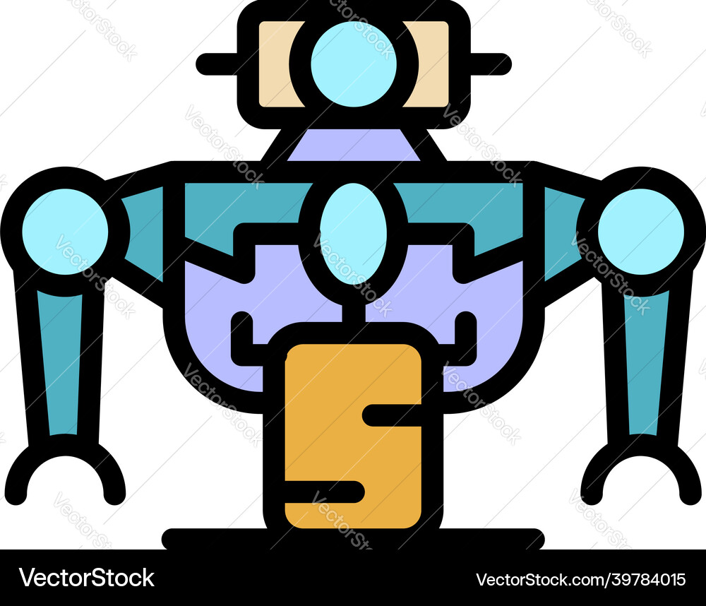 Toy robot icon color outline Vector Image