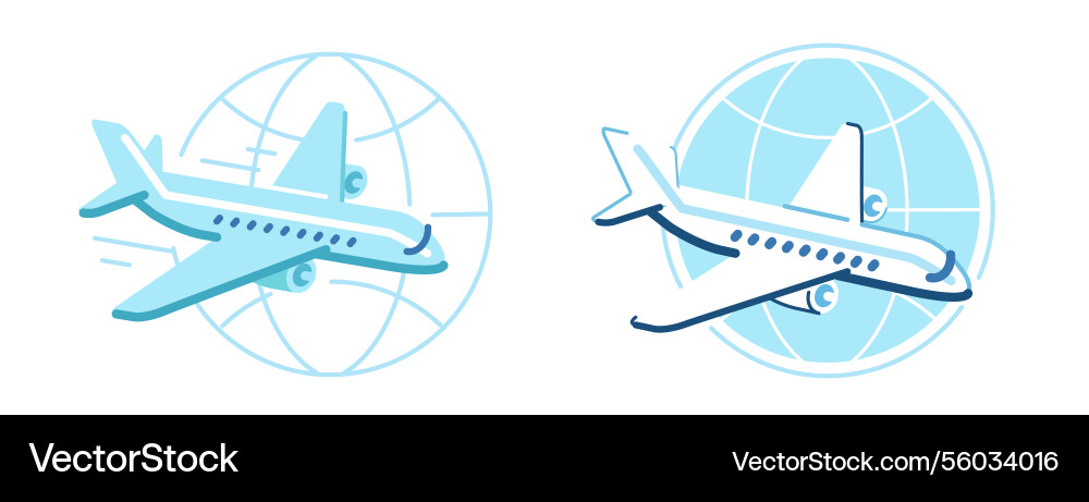 Airplane and globe international flights airline Airplane and globe international flights airline vector image