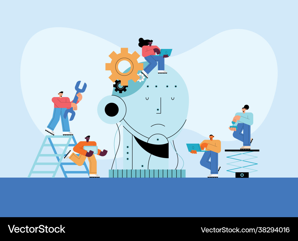 Artificial intelligence five users Artificial intelligence five users vector image