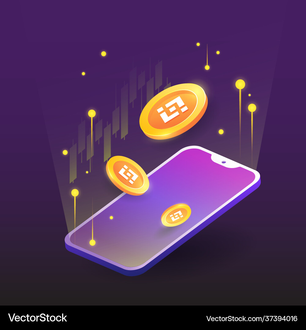 Binance exchange platform crypto token with phone – Royalty-Free Vector |  VectorStock