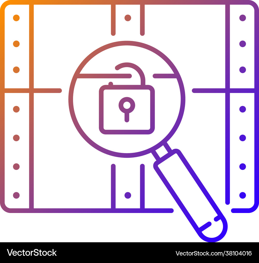 Chest with lock gradient linear icon Chest with lock gradient linear icon vector image