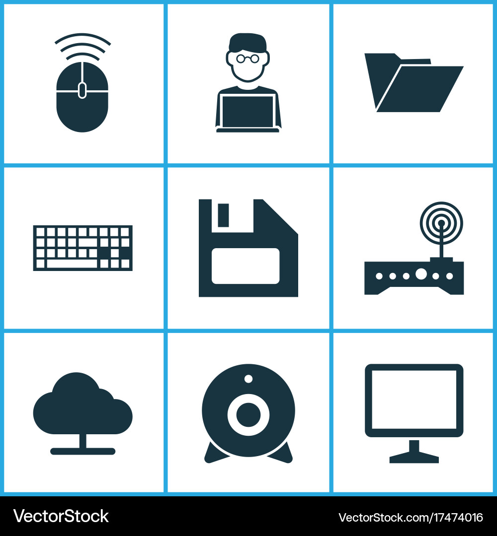 Computer icons set collection of router vector image