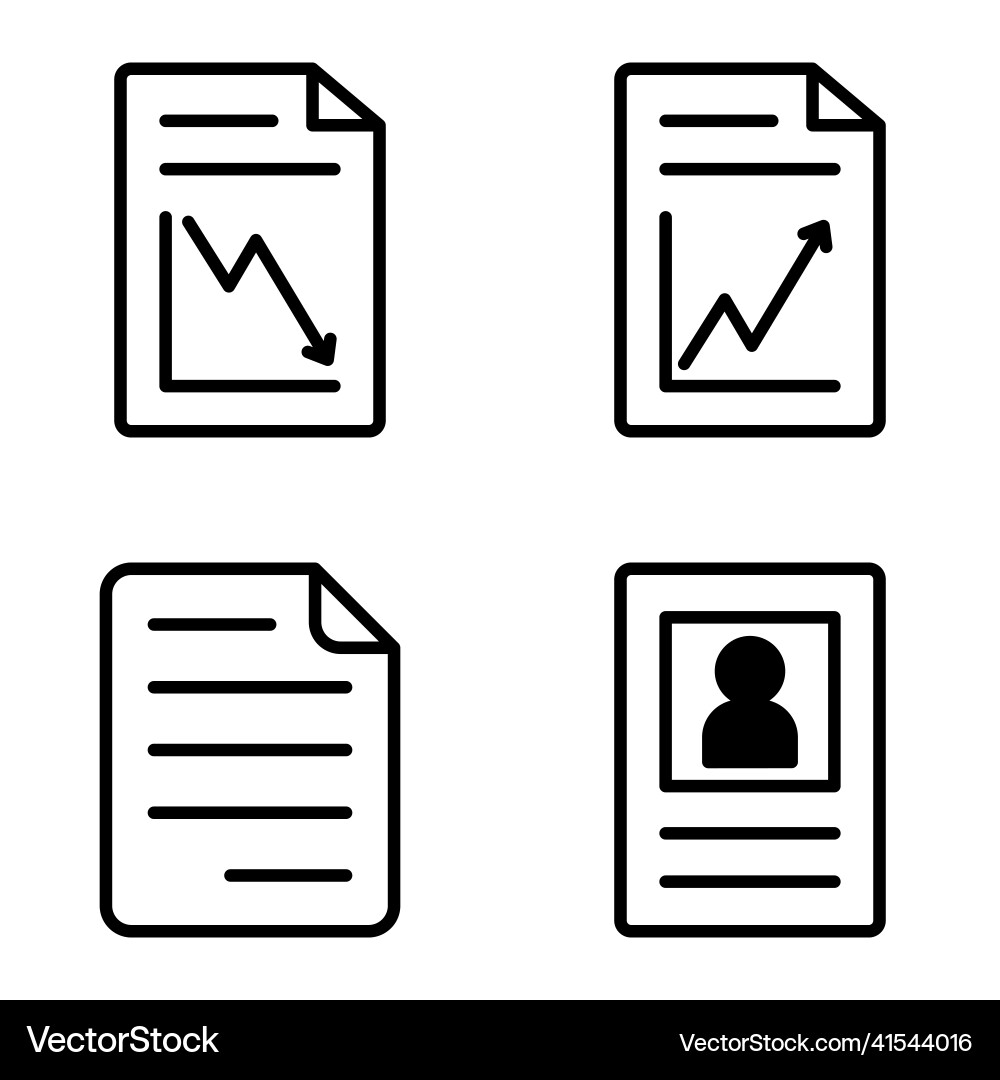 Docs1-2 flat icon set isolated on white background Vector Image