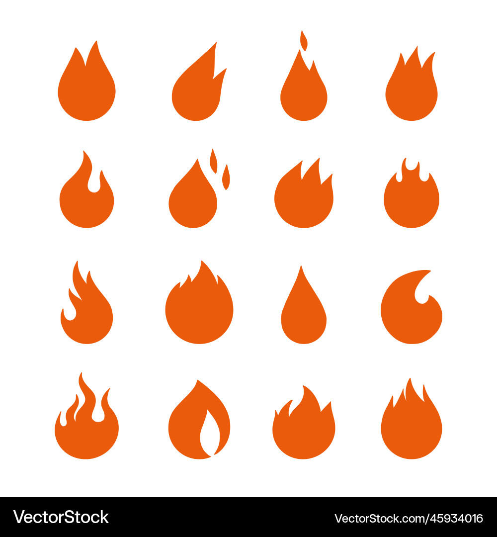 Fire flames set of icon elements simple shape Fire flames set of icon elements simple shape Vector Image
