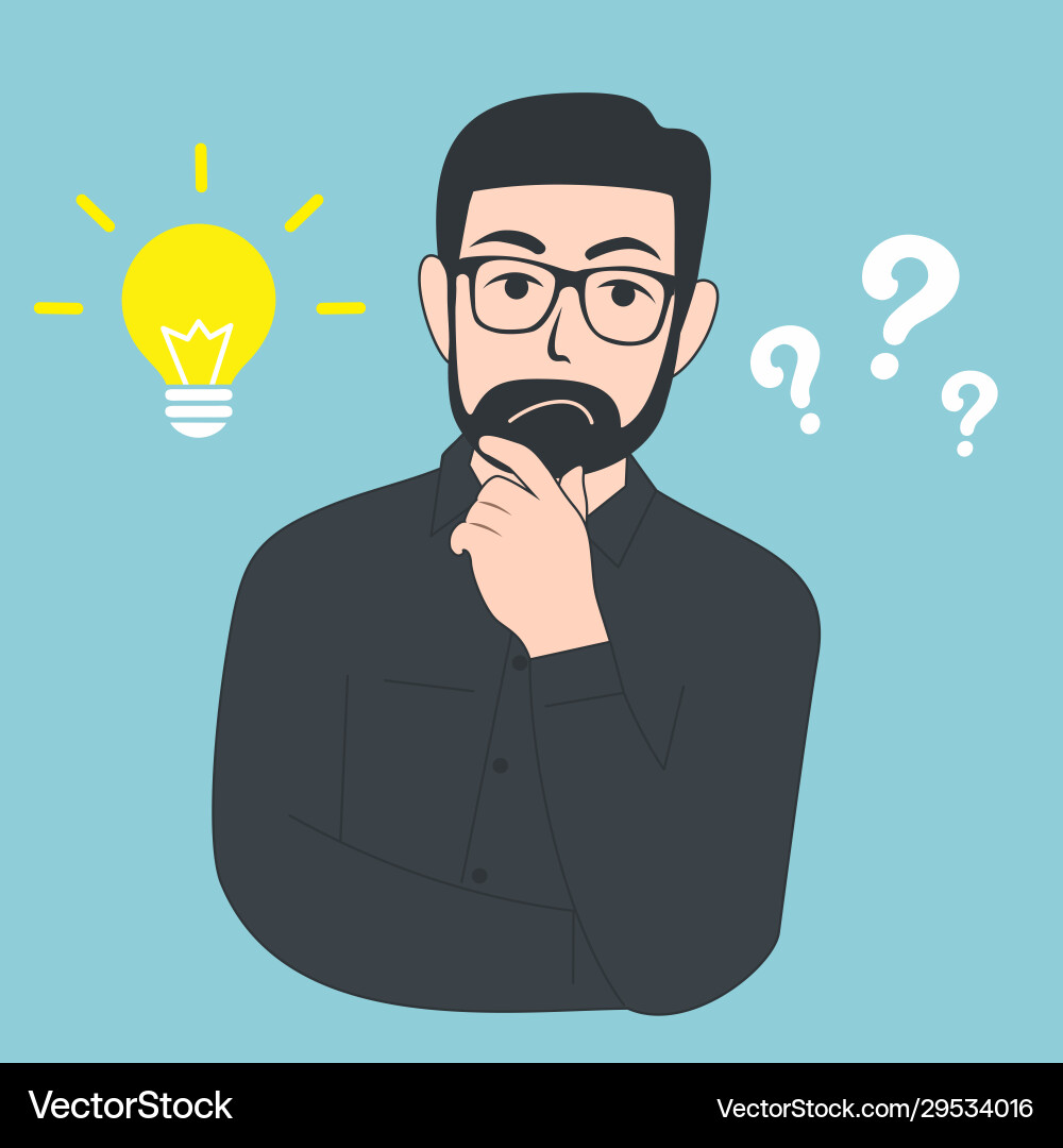 Flat thinking man Royalty Free Vector Image - VectorStock