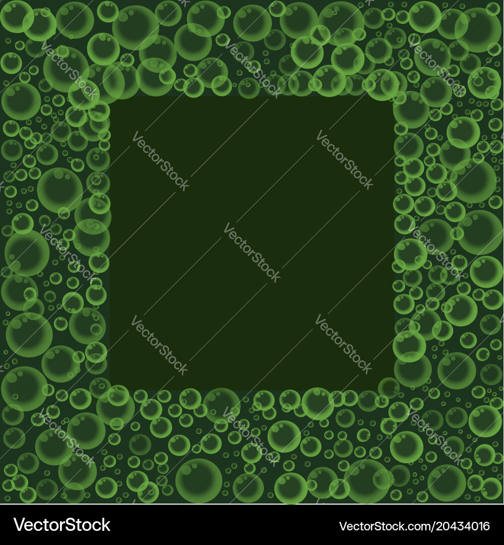 Frame with floating soap or soda bubbles pattern vector image