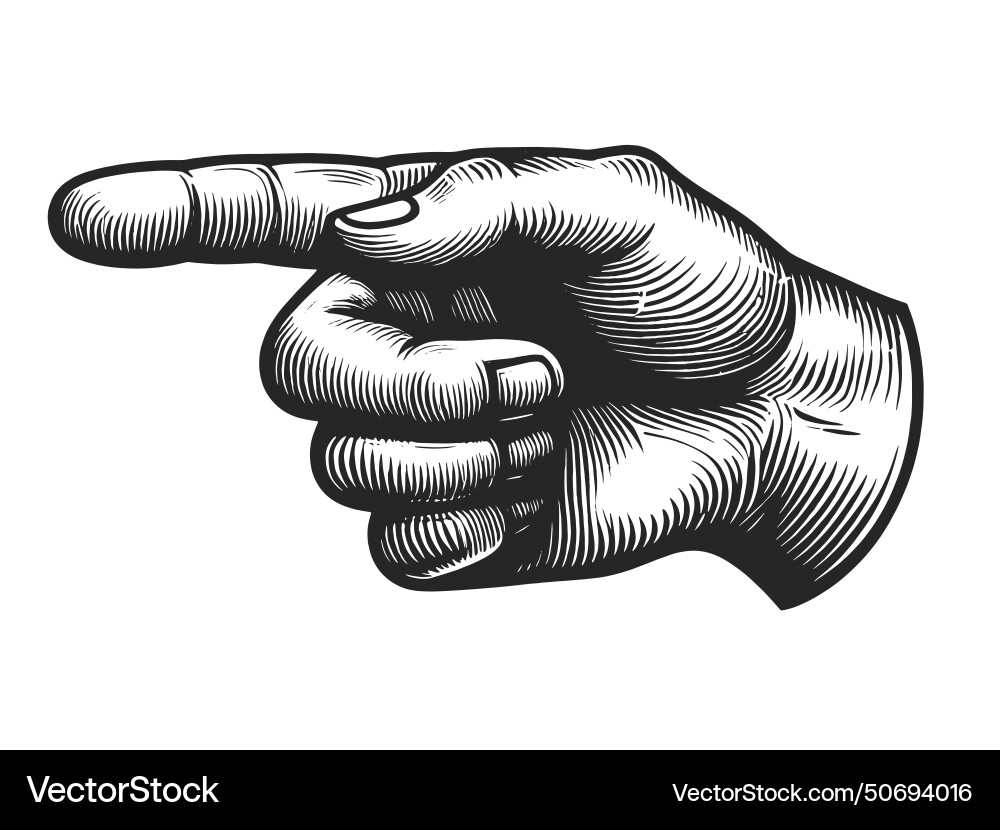 Hand pointer with index finger sketch vector image