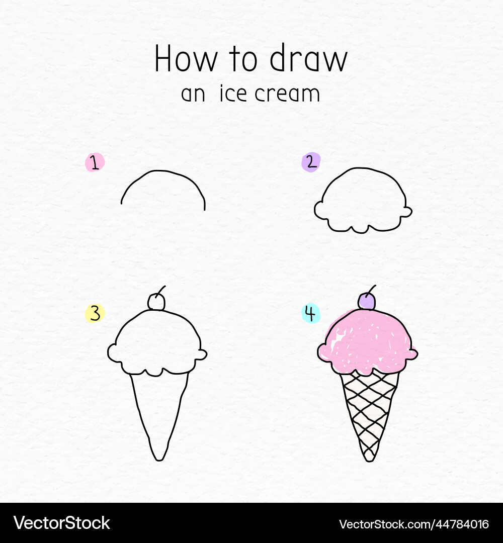 How to draw an ice cream doodle tutorial vector image