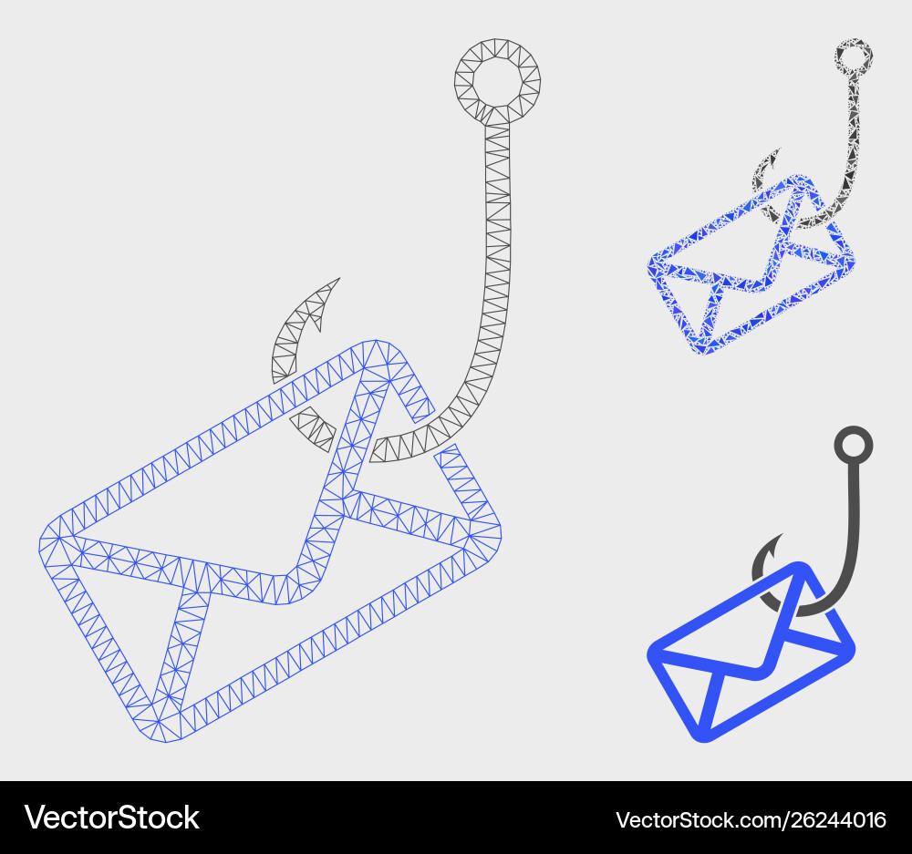 Mail phishing hook mesh network model Mail phishing hook mesh network model vector image