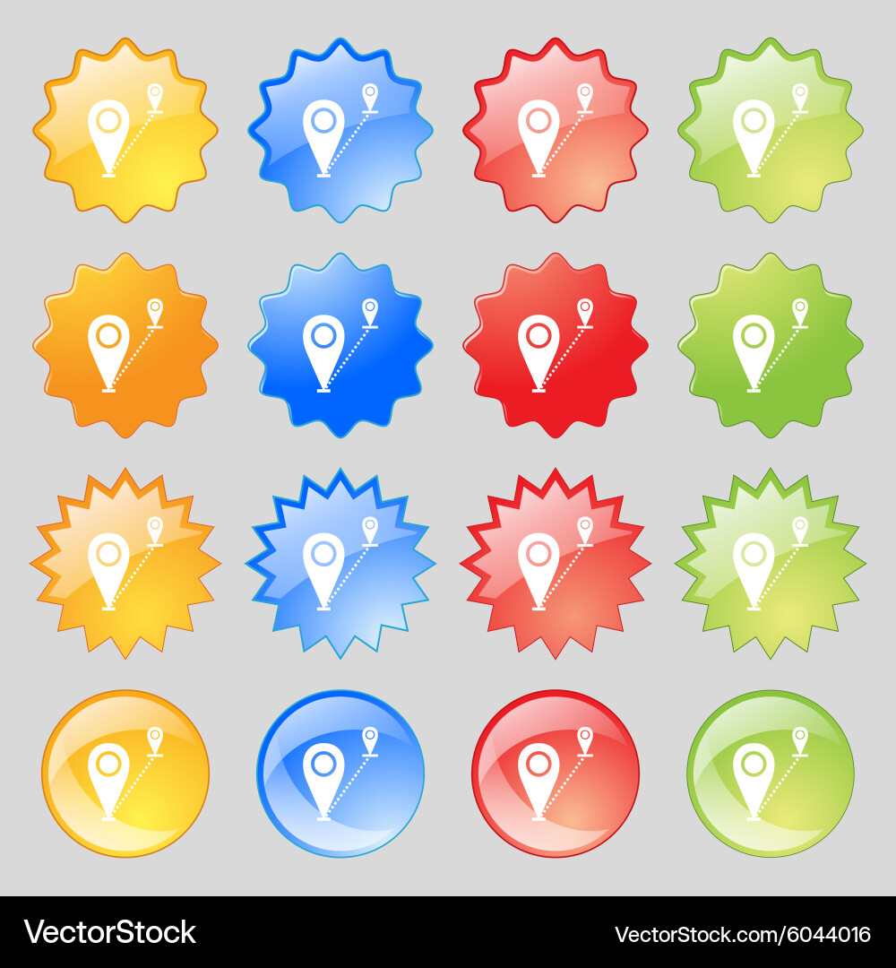 Map pointer icon sign big set of 16 colorful Vector Image