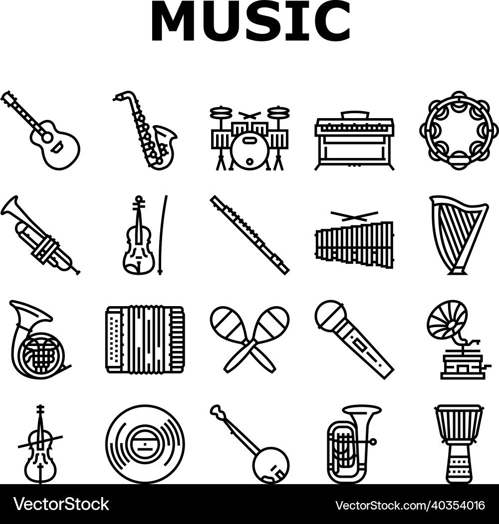 Music instruments performance icons set Music instruments performance icons set Vector Image