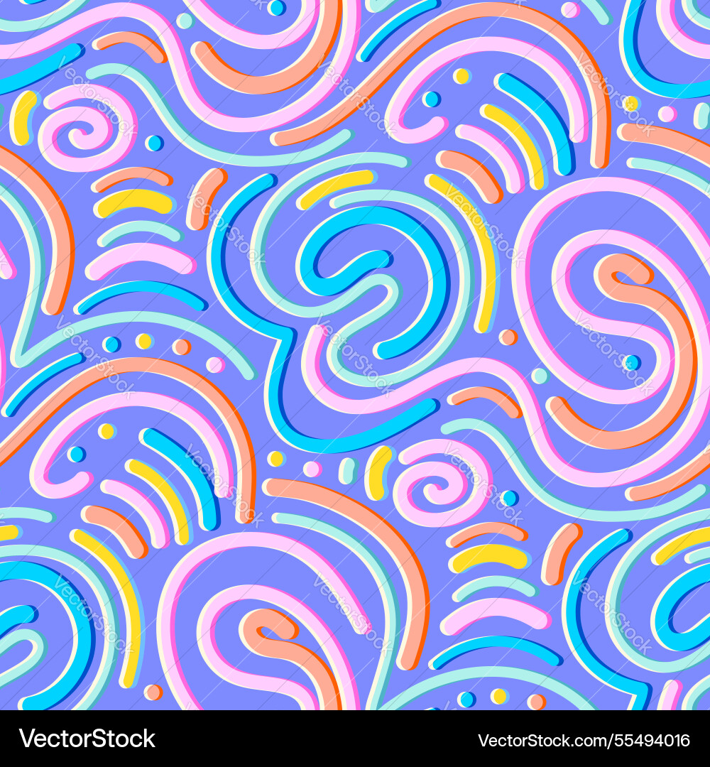 Squiggle wavy line seamless pattern abstract 3d Squiggle wavy line seamless pattern abstract 3d vector image