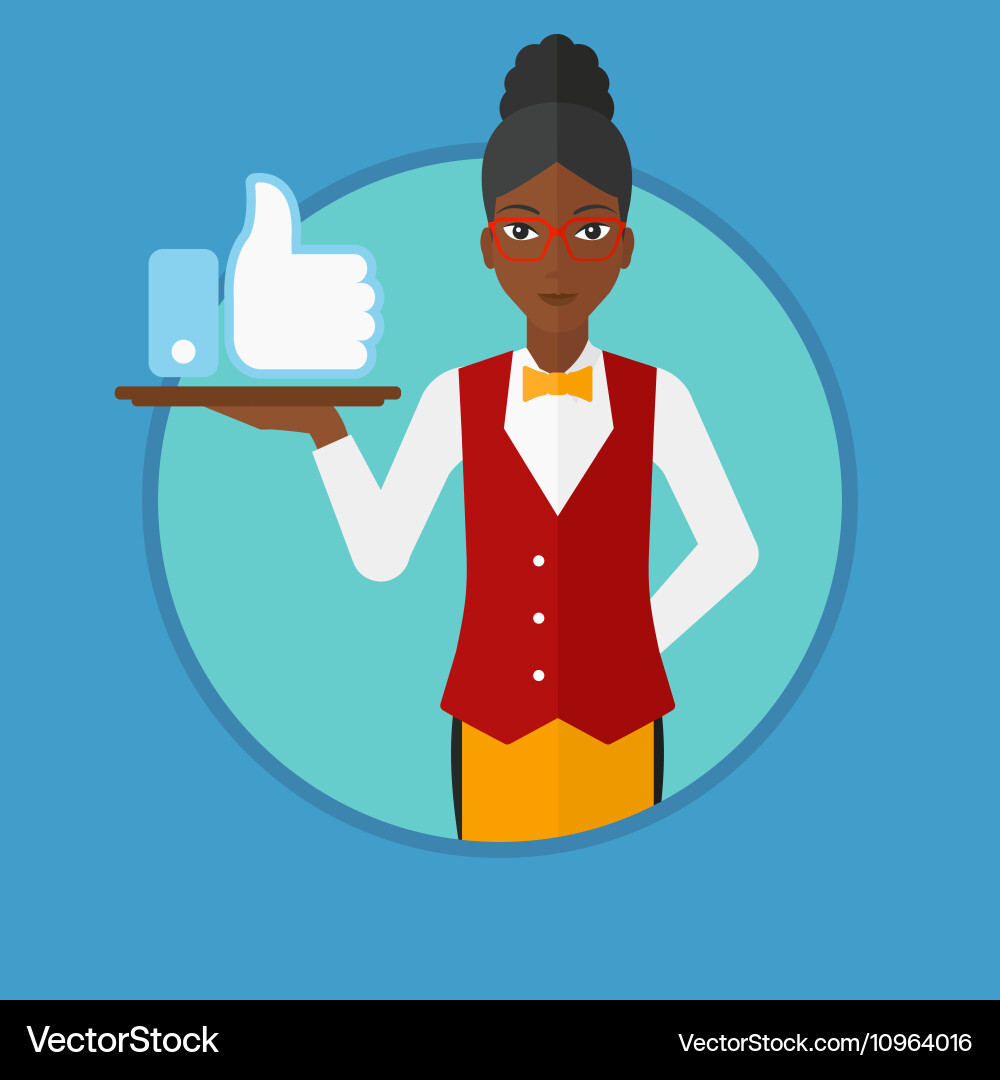 Waitress with like button vector image