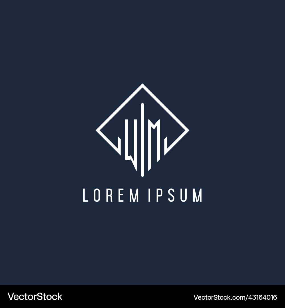 Wm initial logo with luxury rectangle style design Wm initial logo with luxury rectangle style design Vector Image