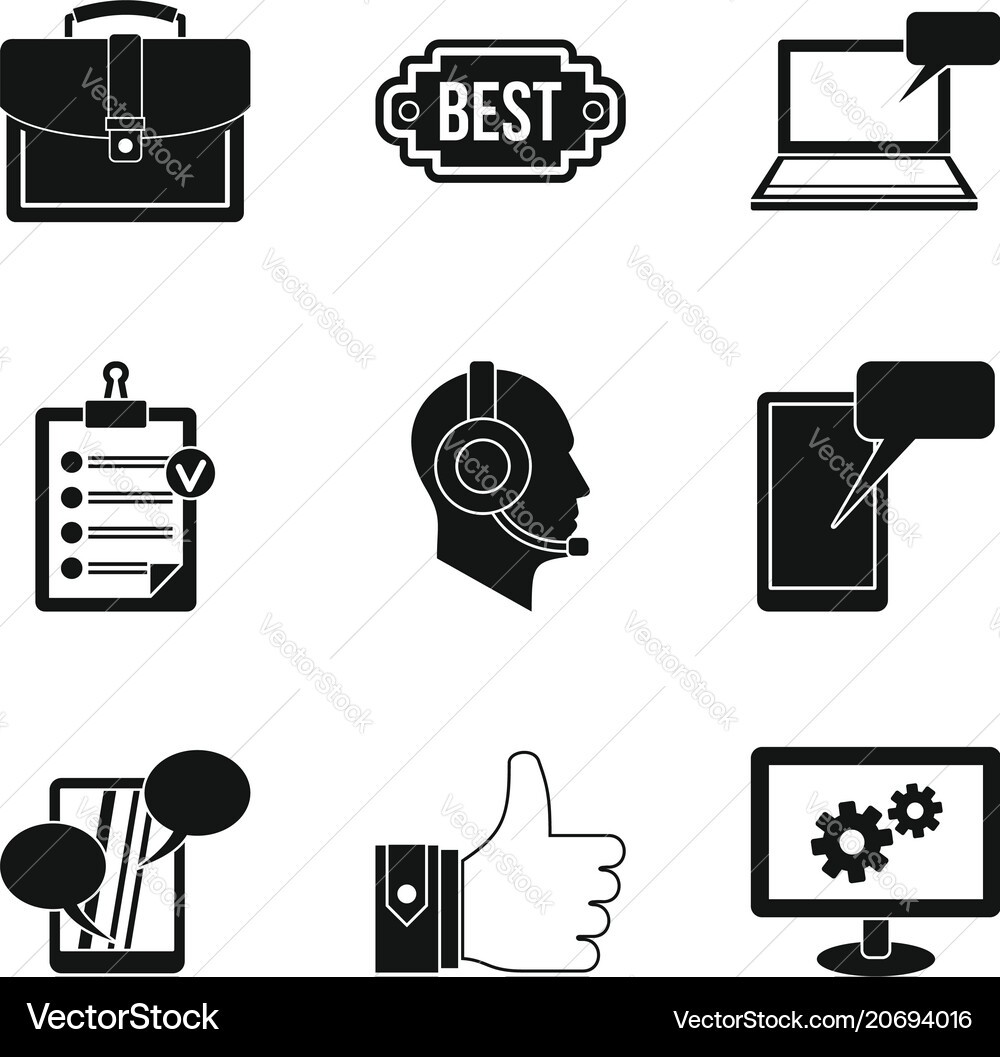 Work computer icons set simple style Work computer icons set simple style vector image