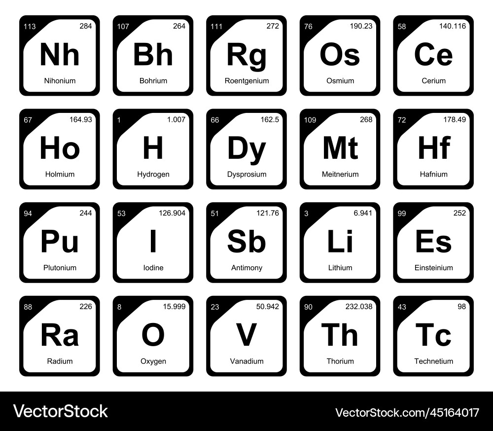 20 preiodic table of the elements icon pack design vector image